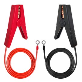 QMARK 2 Pack Electric Fence Jumper Leads Cable with Crocodile Clip, Fencing System Wire with Alligator Clip, Energizer Connector,Solar Electric Fence Connector (Black & Red)