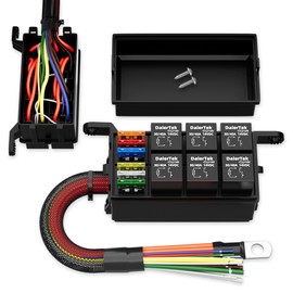 DaierTek 12V Relay Box 6 Way12 AWG Pre-Wired Waterproof Relay Box 6 Slot ATC/ATO Fuse Relay Block Universal Relay Panel for Automotive Car Marine Boat