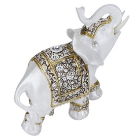 Wealth Elephant Statue,White Retro‑European Style Lucky Feng Shui Lucky Elegant Figurine Elephant Statue Collectible Ornament for Home Office Car Decoration (L/M)(4#)