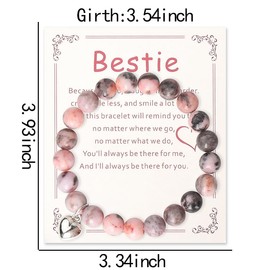 Bestie Birthday Gifts for Women Pink Natural Stone Bracelet for Friend Graduation Gifts for Girls Healing Stone Beaded Bracelets for Long Distance Friendship Gifts for Women Friends Bracelets