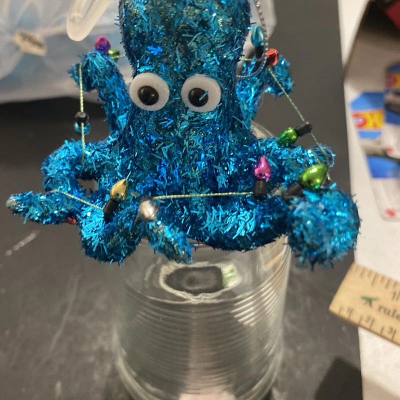 Holiday Time Teal Glitter Octopus Ornament, 3 in, by Holiday