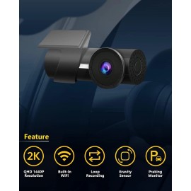 Fortdows Dash Cam Front 2K 1440P WiFi, Fortdows, with 32GB SD Sealed NIB