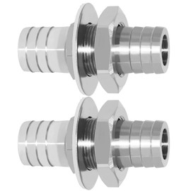 Beduan 1/2" Hose Barb Thru-Bulk Bulkhead Straight Hex Union Stainless Steel Fitting(Pack of 2)