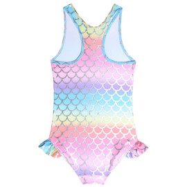 QPANCY - Trajes de baño de unicornio para niñas, trajes de baño de una pieza para niños pequeños, rosado sirena, 6-7 Años