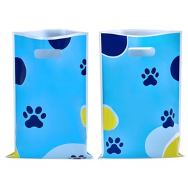 Yzzhaoo 30Pcs Blue Dog Paw Party Favors Bags, Cartoon Dog Goodie Bag with Handles for Birthday Party Theme Candy Treat Cookie Bags