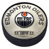 Edmonton Oilers Puck - Established Silver Medallion
