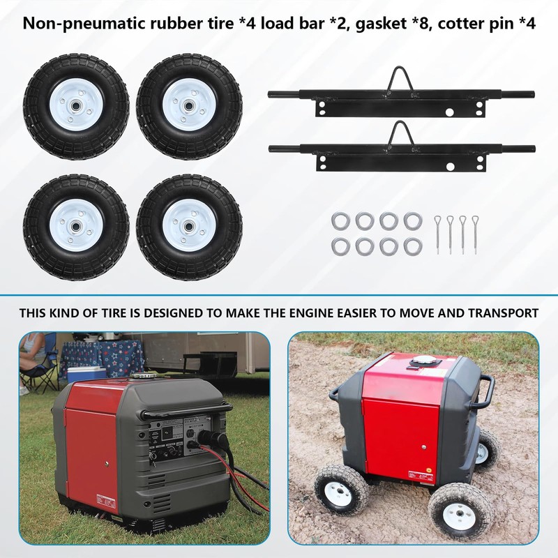 Queencar Generator Wheel Kit Compatible With Honda EU3000IS, Durable Construction,