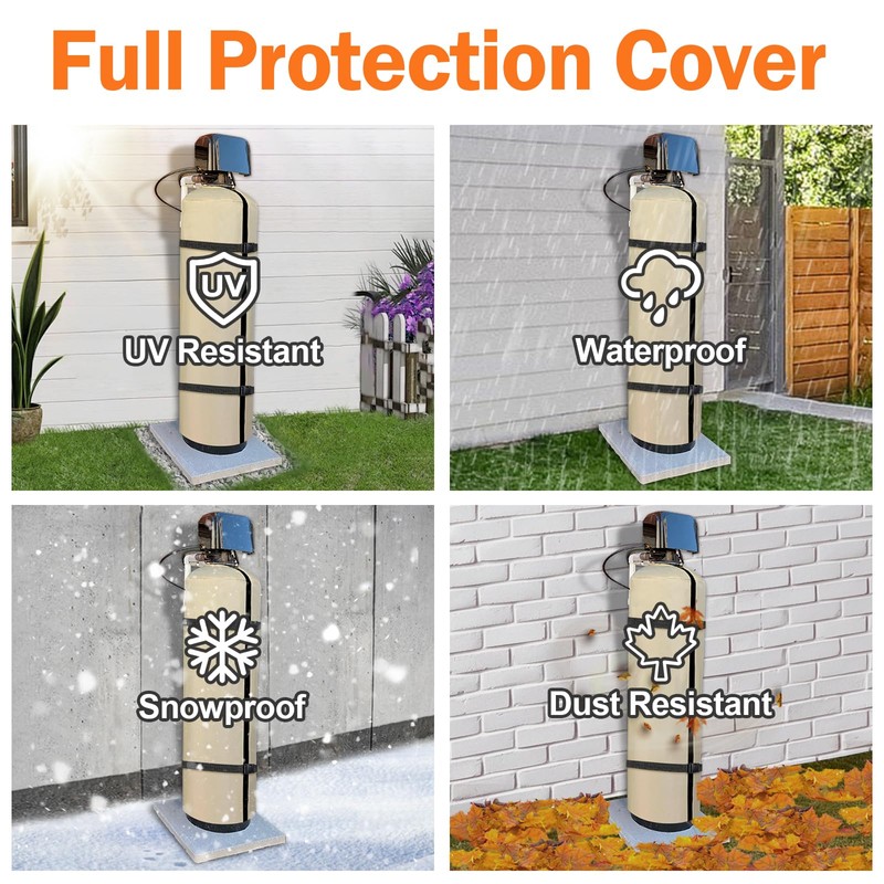 SUNICO Outdoor Water Softener Insulation Cover, 10''D x 54''H, Beige
