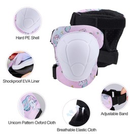 Basumee Kids Helmet and Pads Set Age 3-8 Years Kids Skateboard Helmet Knee Pads Elbow Pads Wrist Pads for Roller Scooter Cycling Skating, Pink