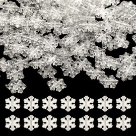 SUNNYCLUE 1 Box 500Pcs Snowflake Beads Bulk Silver Snowflake Beads Christmas Xmas Fall Silver Snowflakes Mini Acrylic Holiday Clear Beads for Jewellery Making Beads DIY Necklace Earring Adults