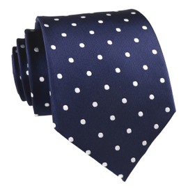 Men's Boys Navy Blue White Polka Dot Silk Cravat Woven Jacquard Ascot Ties Great Gift New Years