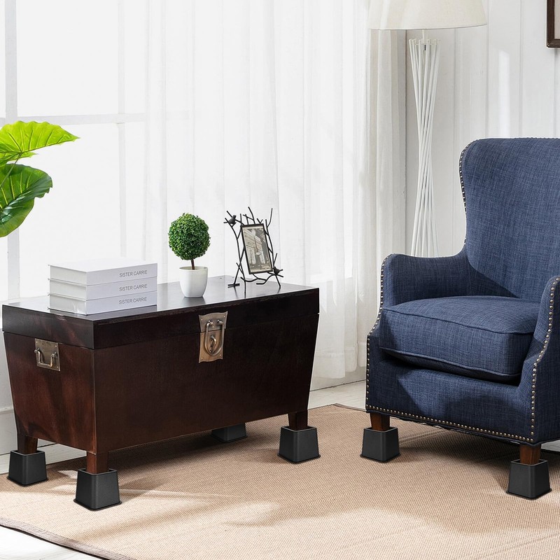Heavy Duty Furniture Risers, 4Pcs Adjustable Table Riser Wide Feet