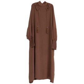 Abaya Muslim Dress Abaya Batwing Sleeve Prayer Clothes Middle East Kaftan Dubai Islamic Dress Solid Casual Loose Fit Arabian Outfit Ramadan Long Dresses (Medium (Size 2), Light Coffee), Light Coffee