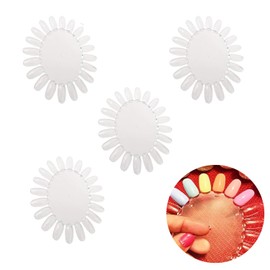 PAVIKE Color Chart Nail Color Chart (Set of 4), Nail Color Chart, False Nails, Handmade, DIY Nail Tip, Practice, Nail Color Card, Round, Clear, Easy to Carry