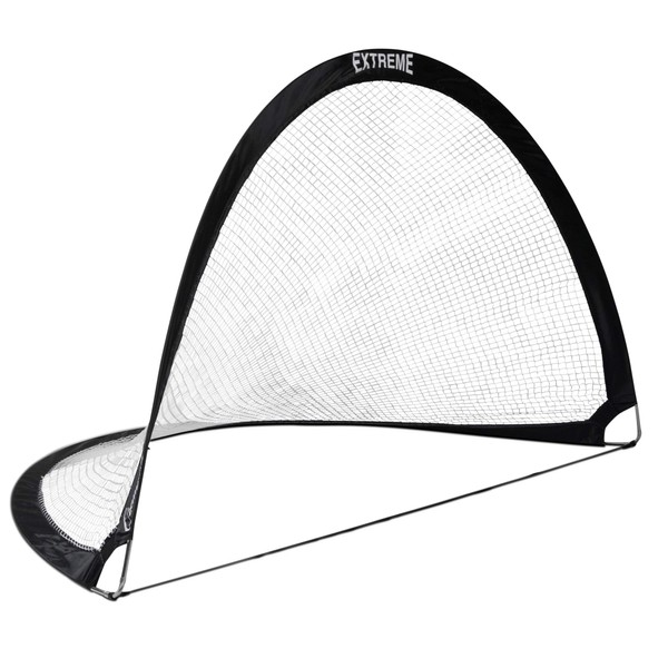 Champion Sports Extreme Pop-Up Soccer Goal with Carrying Bag, Portable Training Soccer Net with Anchoring Pegs, 1 Pair of Half Moon Mini Soccer Goals for Soccer Training - 72" x 40" x 40"