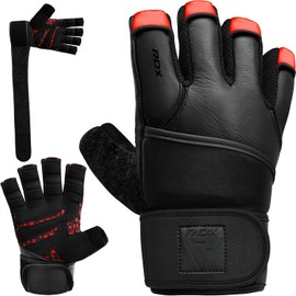RDX Weight Lifting Gloves Gym Workout, Maya Hide Leather, 50CM Long Wrist Support, Full Palm Protection, Powerlifting Strength Training Deadlifting Bodybuilding Exercise, Ventilated Men Women, M