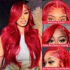 Red Lace Front Wigs Human Hair for Black Women Pre