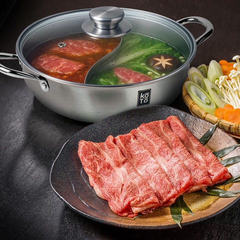 KOTO 304 Stainless Steel Divided Hot Pot – 11”, 4.5L