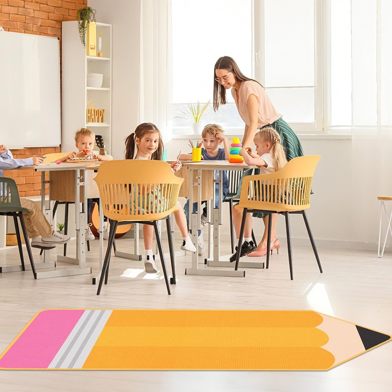 7x3 ft Pencil Classroom Rug Yellow Classroom Carpet Back to