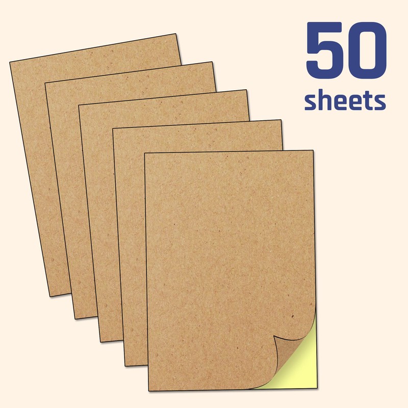 50 sheets - A4 Kraft Brown Sticker Paper Label Sheets,
