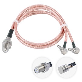 Vecys F Female to Dual CRC9 Male Right Angle Connector RF Coax Cable F Type Spliter Cable 50 Ohm Low Loss F to Dual CRC9 Connector Y Type RG316 11.8IN/30CM