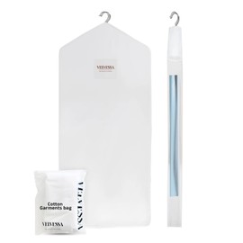 Velvessa Premium 58” Cotton Garment Bag for Hanging Clothes and Storage | Breathable Hanging Garment Bag for Full- Dresses, Fur Coats, Gowns, and More - Clothing Bags for Hanging Clothes
