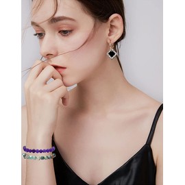 CASDAN 12PCS 8mm Gorgeous Semi-Precious Gemstones Round Beads Energy Power Crystal Reiki Healing Elastic Stretch Bracelet for Women Men Gifts