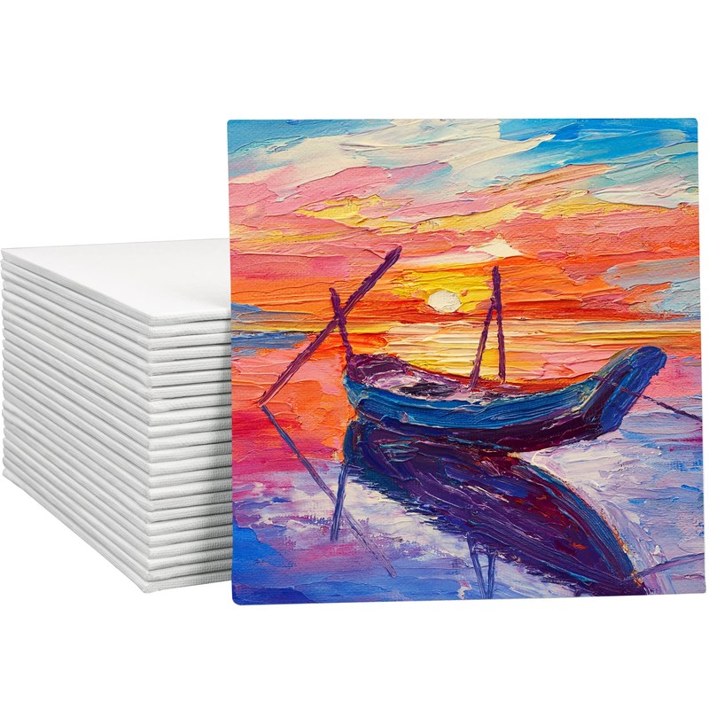 FIXSMITH Canvas Boards for Painting 5x5 Inch, Super Value 24
