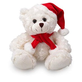 Plushland Adorable Soft and Hairy Santa Teddy Bear, Stuffed Animal Holiday Toys Christmas Accessories – A Perfect Toy Gift for Kids (6 Inches, Xmas Cream Bear)