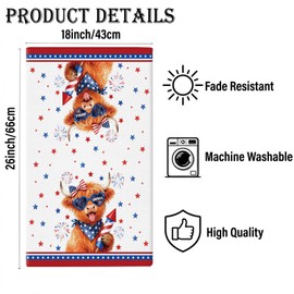 QIONG MENG 4th of July Kitchen Towels 14x21 Inch Highland Cow Dish Towels Memorial Day Independence Day Patriotic Drying Hand Towels Home Kitchen Decoration Set of 6