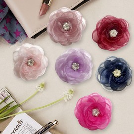 UBQUBQ Pearl Flower Dog Collar Accessories Pack of 6, Decorative Flower Charms for Dog and Cat Collars with Pearls (Style3)