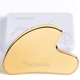 BESKAR Gua Sha Facial Tools, Natural Jade Stone Guasha Masaager for Jaw Shaping, Firming Facial Skin and Reducing Wrinkles, Face Scraping Massage Tool, Skin Care Gift
