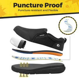 FitVille Slip on Steel Toe Shoes for Men Extra Wide Mens Composite Toe Work Shoes Puncture Proof, Size 8.5 Wide Black