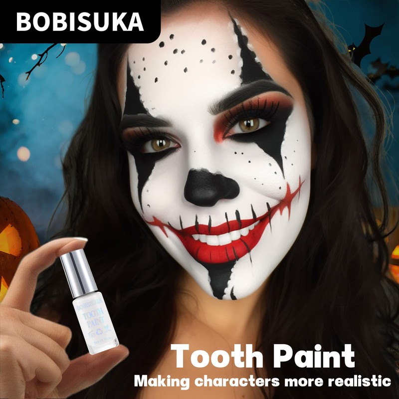 BOBISUKA White Tooth Paint, Instant Bright White Vampiric Tooth Costume