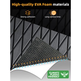 FOCEAN Boat Flooring EVA Foam Boat Decking Marine Mat Non-Slip Self-Adhesive Flooring Sheet for Motorboat Kayak Surfboard Garden Floor Swimming Pools, 75''x 28'', Dark Grey with Black Lines