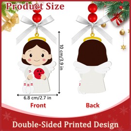 Bowling Angel Easter Ornaments Wooden Hanging Angel Ornament Sport Ball Xmas Tree Decorations for Home Crafts Bowling Lovers Sport Players Fans Family Holiday Party Supplies
