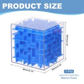 YOKIVE 1 Pcs Labyrinth Puzzle Box, Puzzle Cube Funny Labyrinth Game Puzzle Box Mind Teasers Leisure Toys, Great for Teens and Adults Birthday Gifts Party Favors (Blue, 3.15-Inch)