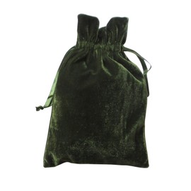 Paper Mart Tarot and Dice Bag: Moss Green Velvet Bag 6x9