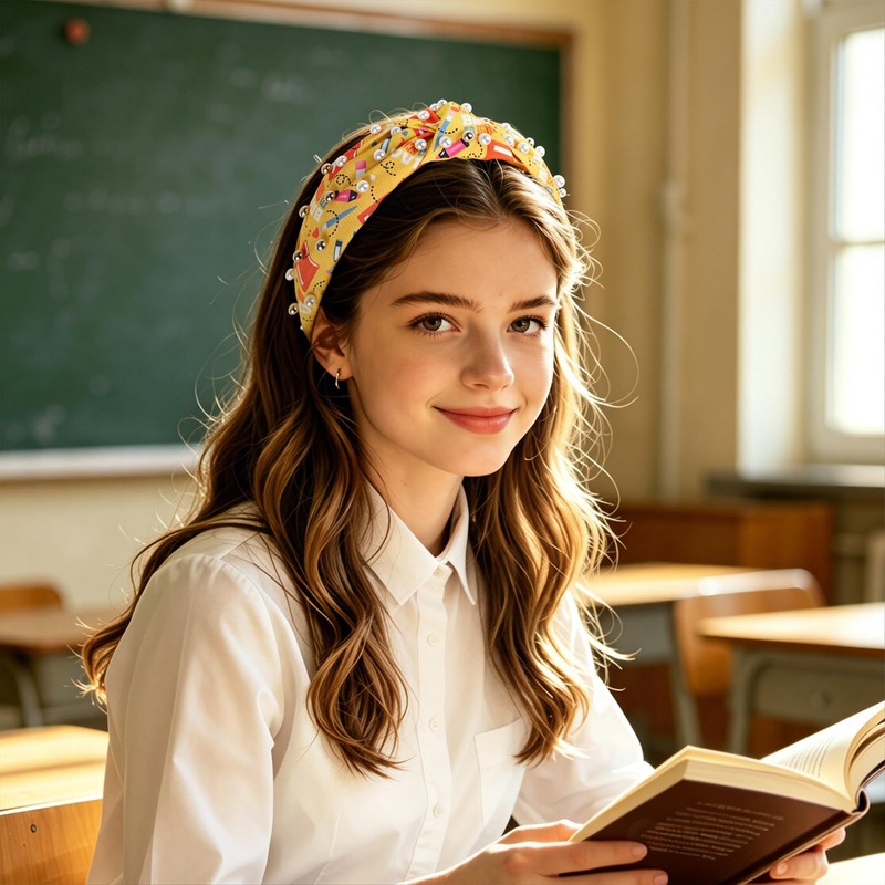 Totelux Back to School Headband for Teacher knot Pearl Hair