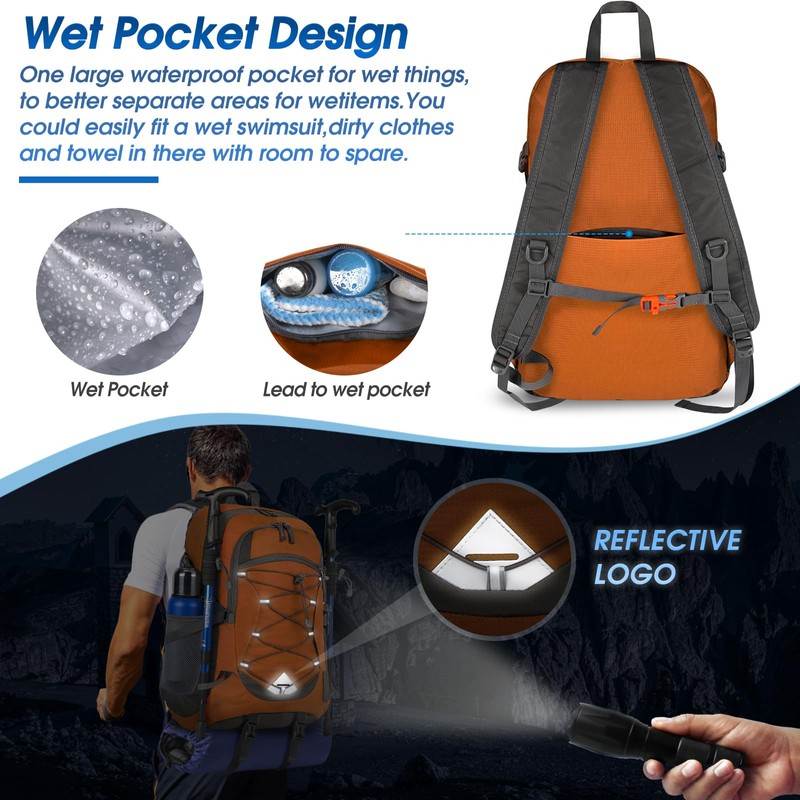 40L Packable Backpack Waterproof Hiking Backpacks Lightweight Outdoor Sport Travel