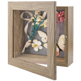 Frametory, 8x8 Shadow Box Frame - Front Opening - 2 inch Depth Display Box for Wall and Tabletop Display- Memory Box, 6 Pins Included (8x8, Black)