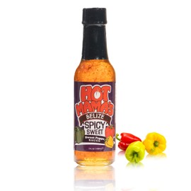 Hot Mama's Belize Sweet & Spicy Pepper Sauce - All Natural, No Preservatives, Non GMO - Sweet & Spicy Flavor, Gluten Free - Vegan Friendly - Clean Ingredients - Great for Healthly Meals - 5 oz