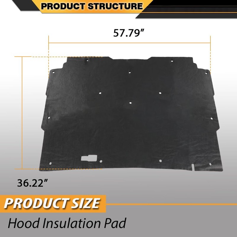 CNNELL Hood Insulation Pad 1/2" w/ Clips Compatible with Chevy