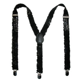 CTM® Women's Elastic Sequins Clip-End Suspenders, Black