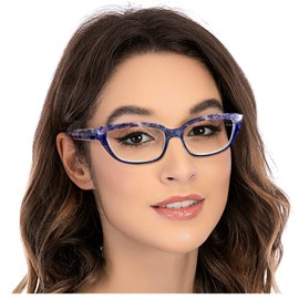 AQWANO Stylish Designer Reading Glasses Women Blue Light Blocking, Cat Eye Compute Readers Anti Glare Lightweight Colorful Frames, Purple 2.25