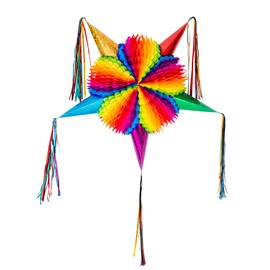 Mexican Star Pinata Festive Rainbow Colorful Pinatas Party Decorations 32 Inch Authentica Birthday Pinata for Kids Birthday Party Dia de Los Muertos Big Mixed Colors Foldable Pinata, 5 de Mayo