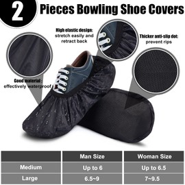 Zhanmai 4 Pcs Bowling Accessories Kit Bowling Shoe Covers for Men Non Slip Seesaw Cleaning Pad Microfiber Shammy Leather Towel(Medium)