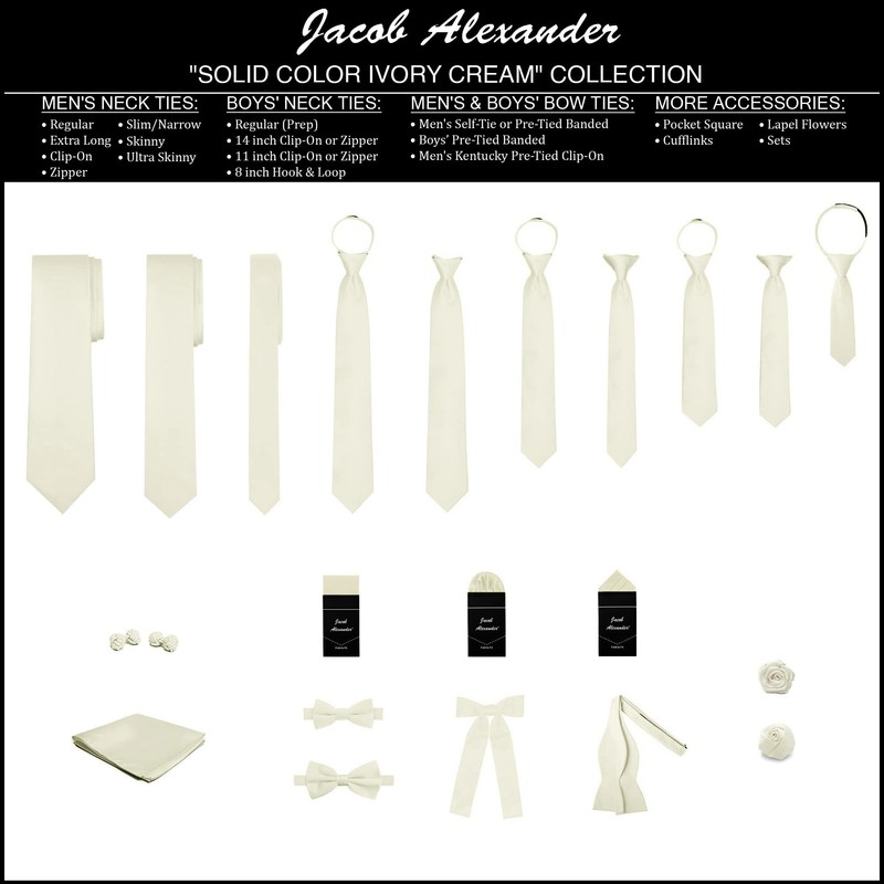Jacob Alexander Solid Color Men's Regular Tie - Ivory Cream
