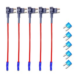 Arwrilt 5-Pack 12V Car Fuse Tap Kits, Mini Add-a-Circuit Fuse Taps with 5x15A Inserts, Universal Blade Fuse Holder for Cars, Trucks, Boats (Black)