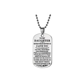 SBI Jewelry To Daughter Silver Necklace for Women Dog Tag Pendant I Believe In You Birthday Christmas From Mum
